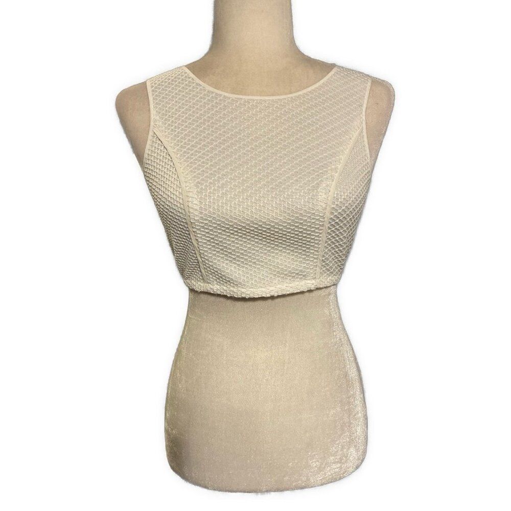 rebecca minkoff Solid White Mesh Net Crop Tank Top Xs